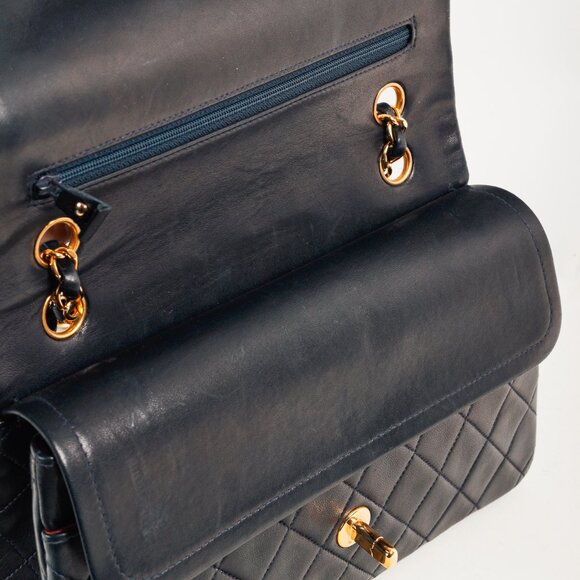 Chanel Navy Lambskin Leather Classic Medium Double Flap Shoulder Bag - Picture 12 of 16